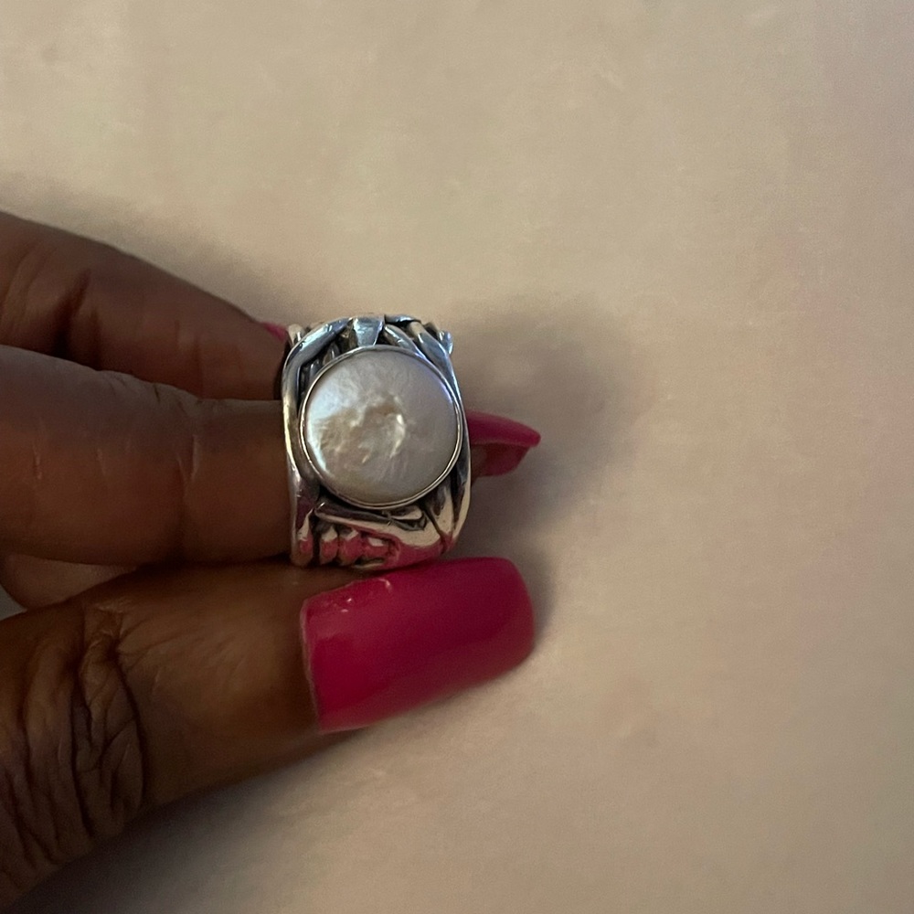 SILPADA Sterling Coin Pearl Mermaid ring EUC AUTHENTIC - Picture 5 of 8